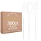 Trendables Disposable Silverware Set - Wedding Plastic Cutlery Dinnerware - Includes modern Forks, Plastic Spoons, disposable Knives - reflective Plastic Utensils Party Set